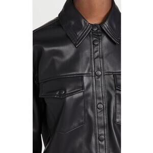 NWT BLANKYNYC Women's Black Vegan Leather Shirt Jacket Size Large
